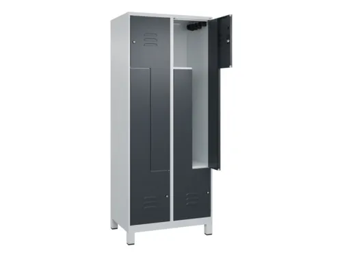 Z-garderobekast,HxBxD 1950x800x500mm,vak B 200/400mm,cil.-slot,voeten