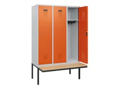 locker met bank,HxBxD 1950x1200x815mm,3vak,vak B 400mm,cilinderslot