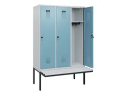 locker met bank,HxBxD 1950x1200x815mm,3vak,vak B 400mm,draaigrendel