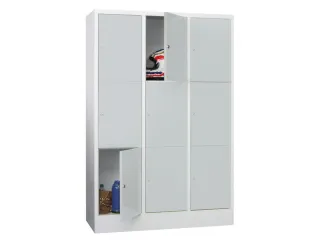 lockerkast,RAL 7035,HxBxD 1850x1200x500mm,3x3vakken,vak B 400mm - 1