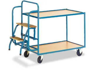 Orderverzamelwagen 990x590mm Totale H 1135mm 2 Etages Hout Ral5010 - 2
