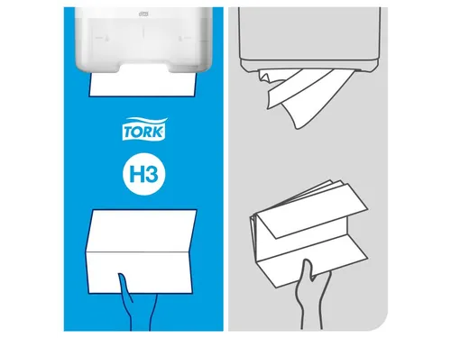 Tork 553000 H3 C-vouw en Z-vouw Handdoek Dispenser Elevation Wit