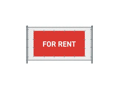 Hekwerkbanner 200x100 cm Rood met Engelse Print FOR RENT