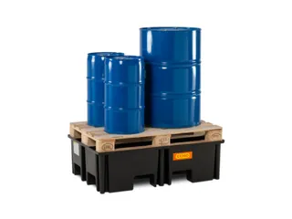 PE-opvangbak,v. 2x200l vat,opvangvol. 220l,HxBxD 360x1230x830mm - 3