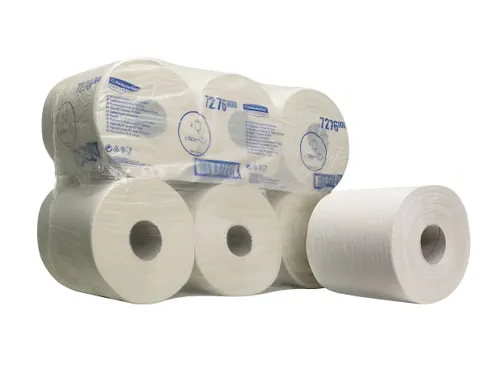 Wypall 7276 centerfeed poetsdoek papier op rol 1-laags wit 6 Rol
