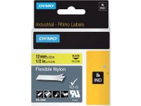 Labeltape Dymo Rhino 18490 Nylon 12mmx3.5m Zwart Op Geel