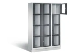 Lockerkast 1800x1200x500mm 3x4 vakken Cilinderslot, Sokkel, RAL7021