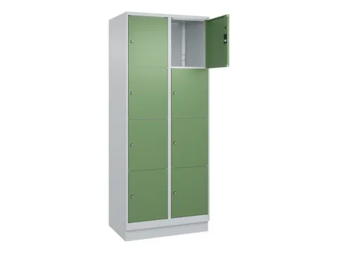 lockerkast,HxBxD 1950x800x500mm,2x4vakken,vak B 400mm,cil.-slot,sokkel