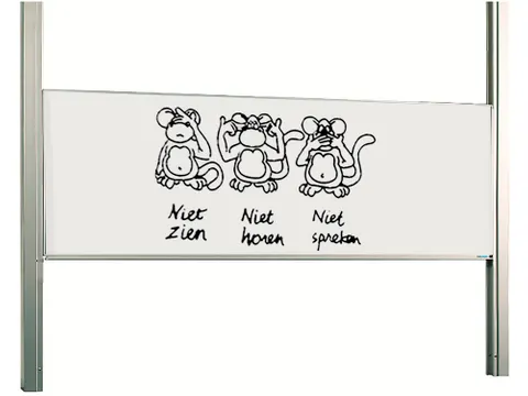 Schoolbord Enkelvlaksbord 100x250cm Verstelbaar Kolom Wit Emaille