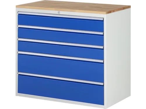 ladekast 1035x1145x650mm 5laden cilinderslot RAL7035 RAL5010 beuken