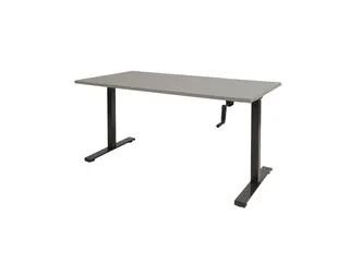 Slinger Bureau Zit-sta Zwart Poot 160x80cm Blad Licht Grijs - 1