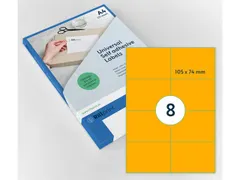 Gekleurde Etiketten 105x74mm Fluor Oranje 42420