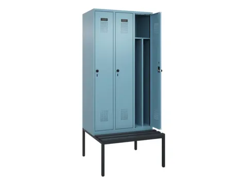 locker met bank,voor scheiding van kleding,HxBxD 2120x900x815mm,3vak