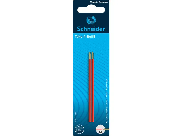 Balpenvulling Schneider Take 4, 2 stuks rood