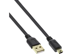 Kabel InlLne USB-A mini-B 2.0 platte kabel 2 meter zwart