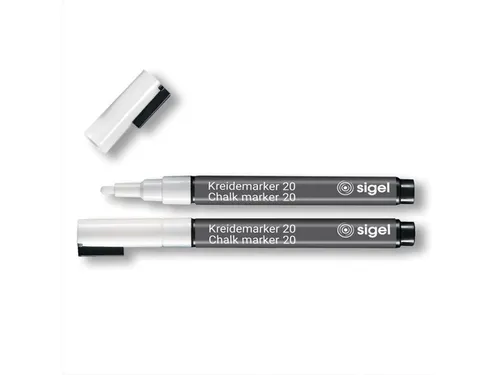 Krijtstift Sigel wit 2stuks ronde punt 1-2 mm