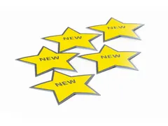 Magneetvel Symbool Ster 63x60mm geel/zwart