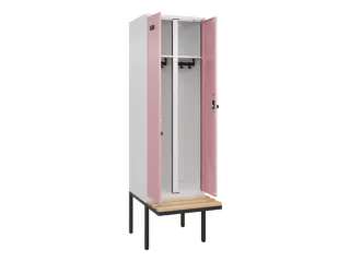 locker met bank,voor scheiding van kleding,HxBxD 2120x600x815mm,2vak - 1