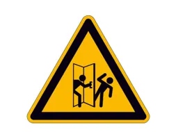 waarschuwingsbord,v. binnen/buiten,Waarschuwing voor letselgevaar,PVC