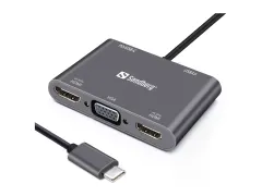 USB-C DOCK 2xHDMI+1xVGA+USB+PD