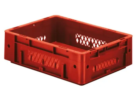 Euronorm Stapelkrat 120x400x300mm 9.2l Opengewerkt/Bodem Gesl. Rood