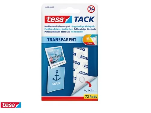Dubbelzijdige kleefpads Tesa tack transparant 72stuks