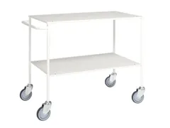 tafelwagen,draagverm. 150kg,2xstaalplaat,staaletage,wit,TPE-banden