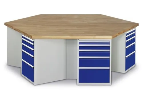 Werkbank 840x2700x2340mm Beukenhouten Plaat 6 Kastblokken 30laden