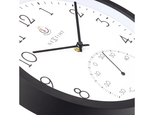 Buitenklok Nextime dia 30.5cm Marigold met temperatuur cijfers, zwarte