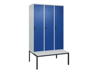 locker met bank,HxBxD 2120x1200x815mm,3vak,vak B 400mm,draaigrendel - 1