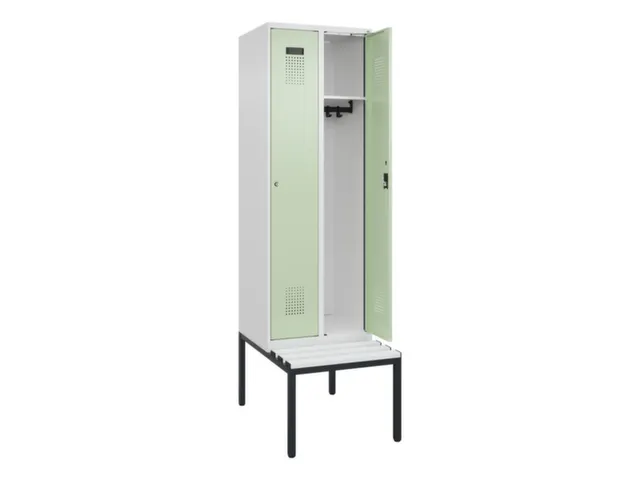 locker met bank,HxBxD 2120x600x815mm,2vak,vak B 300mm,cilinderslot
