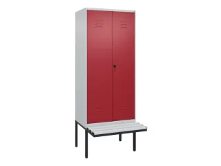 PBM-locker met bank,HxBxD 2120x800x815mm,2vak,vak B 400mm,draaigrendel - 1