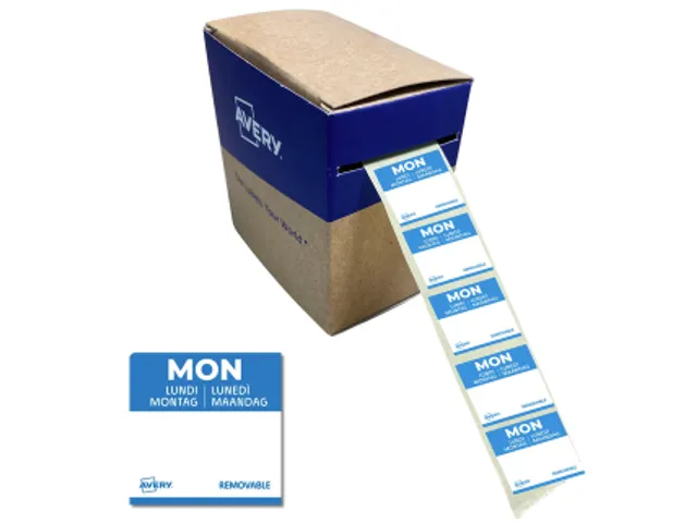 Etiket Avery HACCP maandag blauw 25x25mm 1000 stuks