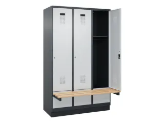 locker met bank,HxBxD 1950x1200x815mm,3vak,vak B 400mm,cilinderslot - 1