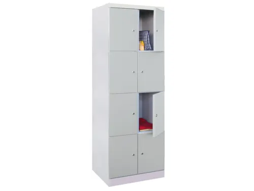 lockerkast,HxBxD 1800x600x500mm,2x4vakken,RAL7035,front RAL7016
