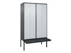 PBM-locker met bank,HxBxD 2120x1200x815mm,4vak,vak B 300mm,cil.-slot