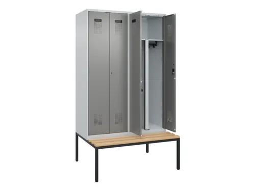 PBM-locker met bank,HxBxD 2120x1200x815mm,4vak,vak B 300mm