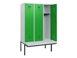 locker met bank,HxBxD 1950x1200x815mm,3vak,vak B 400mm,cilinderslot