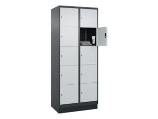 lockerkast,HxBxD 1950x800x500mm,2x5vakken,vak B 400mm,cil.-slot,sokkel - 1