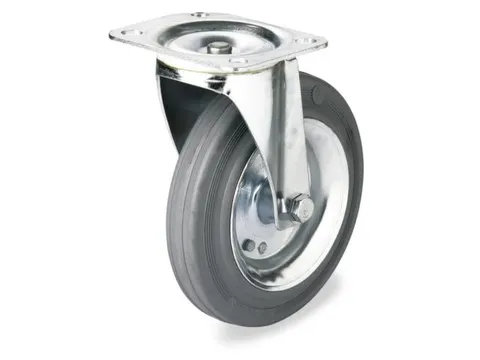 Zwenkwiel 50kg Dxb 80x30mm Massief Rubber Blauwgrijs Staalplaat Velg