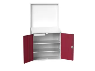 lessenaarkast achterwand 2000x1050x550mm 2 legbord/1lade RAL3004 - 1