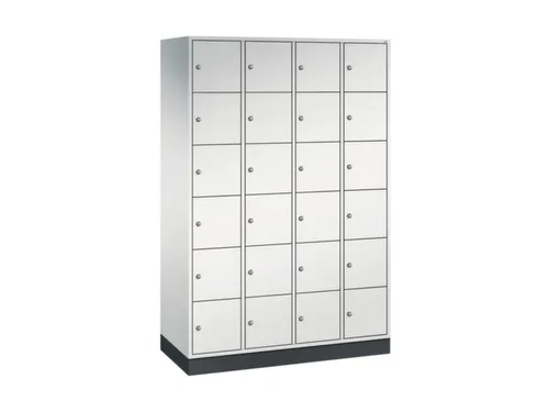 lockerkast,RAL 7035,HxBxD 1950x1220x500mm,4x6vakken,cil.-slot,sokkel