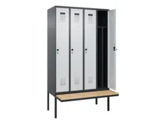 locker met bank,voor scheiding van kleding,HxBxD 2120x1200x815mm,4vak