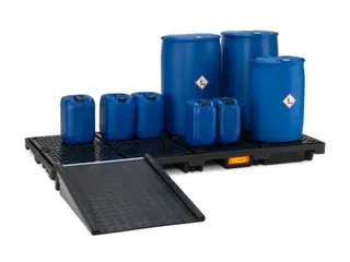 PE-opvangbak,v. 8x200l vat,opvangvol. 270l,HxBxD 180x2480x1280mm - 5