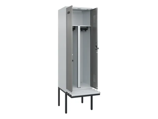 PBM-locker met bank,HxBxD 2120x600x815mm,2vak,vak B 300mm,draaigrendel