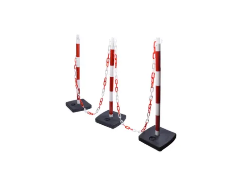 set kettingstaanders,4xpalen,4xvoet,4xketting,paal HxØ 930x40mm