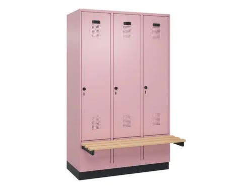 locker met bank,HxBxD 1950x1200x815mm,3vak,vak B 400mm,draaigrendel