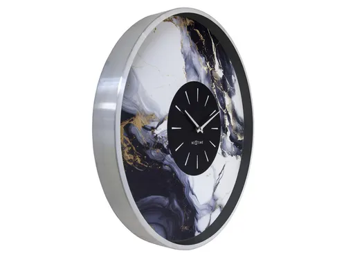 Wandklok NeXtime Marble Duo 48cm zilver metaal