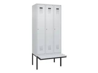 locker met bank,voor scheiding van kleding,HxBxD 2120x900x815mm,3vak - 2