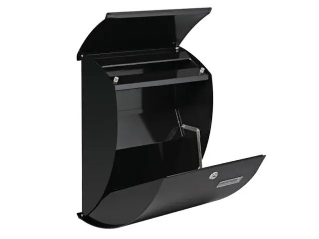 Brievenbus Nice Zwart Gebogen front, naamplaatje 2 sleutels 40x31x16cm